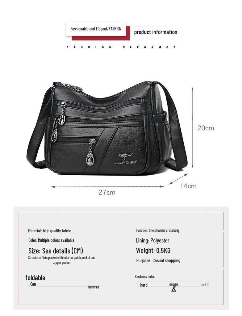 2025 Сумка из мягкой кожи для женщин - Стильная, простая сумка кроссбоди и на плечо для женщин среднего возраста