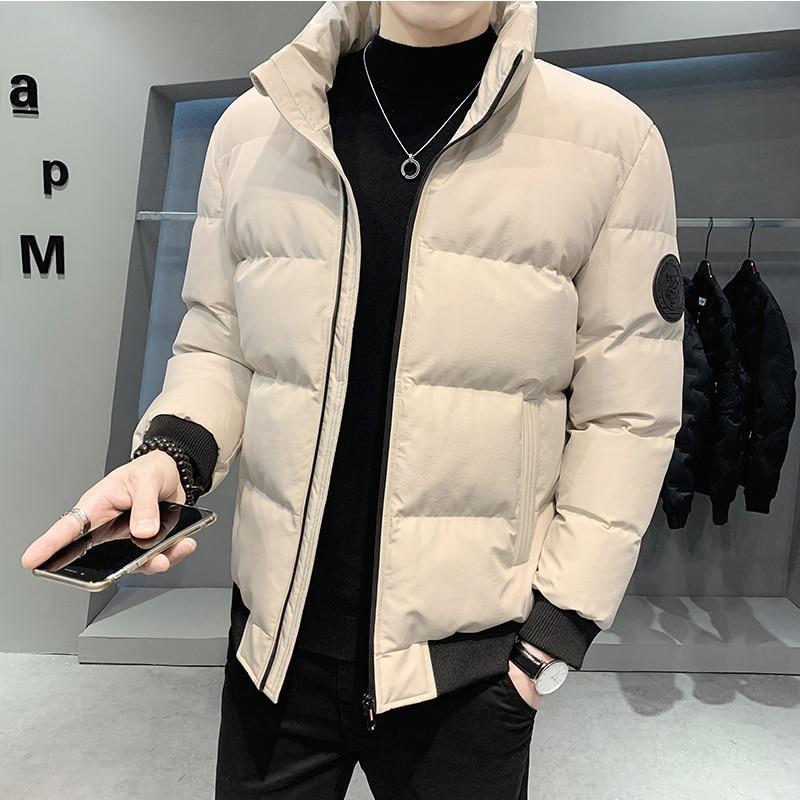 Зимняя мужская хлопковая куртка, модная однотонная толстая куртка, теплое пальто большого размера