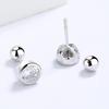 Copper zircon round bead threaded stud earrings, women's screw twist-off stud earrings, simple and fashion