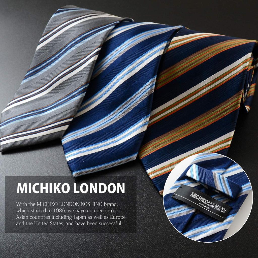[Michiko London] Фирменный галстук, 100% шелк, жаккардовое плетение, полоска (Узор А: Серый)