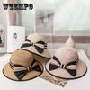Women's Summer Wide Brim Hat, Outdoor Travel Vacation Sun Protection Straw Hat with Bowknot, Foldable Beach Cap
