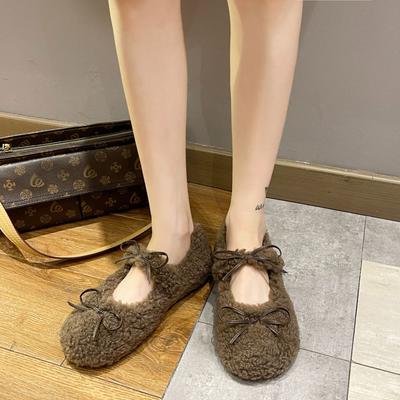 Милые и универсальные туфли Мао Мао женские осень-зима 2025 новая верхняя одежда туфли Дуду круглый носок мелкий вырез низкий каблук балетки