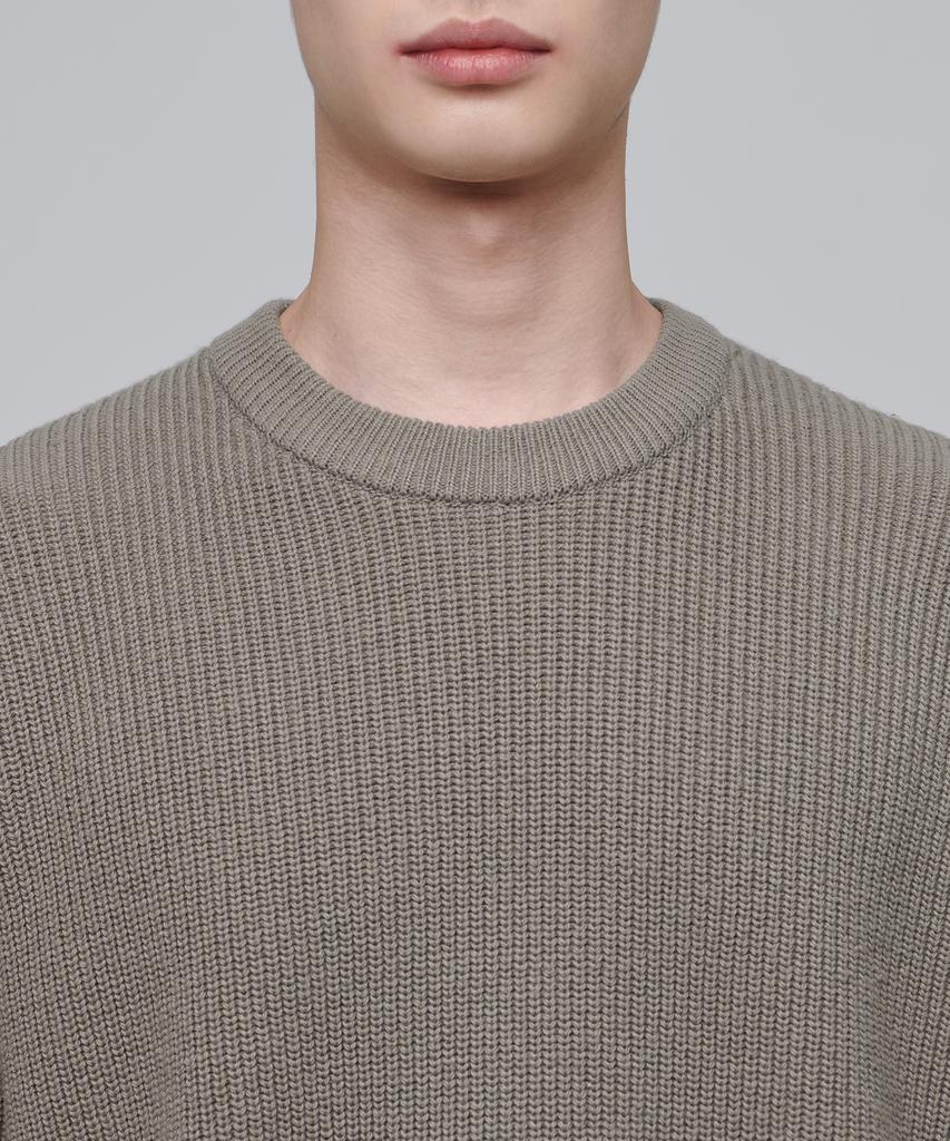 MUSINSA STANDARD Oversized Ribbed Crew Neck Knit [Dusty Beige]