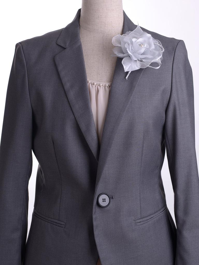 Атласная роза жемчужного цвета для входа в школу, входа в детский сад, выпускных церемоний, корсаж японского производства, 294, церемонии, церемонии, (Серебряный)