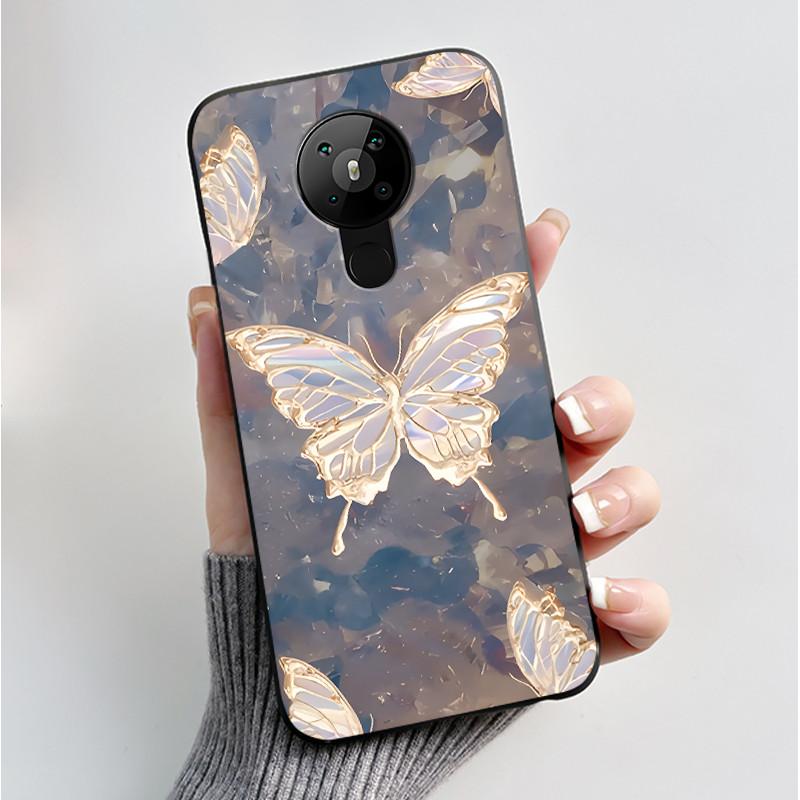 Чехол с рисунком для Nokia 5.3/Nokia 5.4/Nokia 3.4 Мягкий силиконовый черный чехол-обложка Милый цветочный мультяшный корпус Fundas