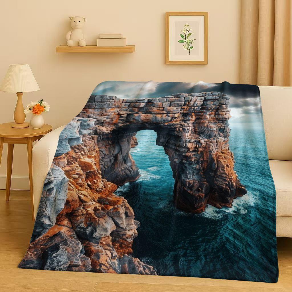 3D Красивый Природный Пейзаж Море Небо Дерево Фланелевое Одеяло, Ультра Мягкий Теплый Плюшевый Плед для Дома Спальни Кровати Дивана, Подарок для Детей