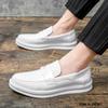 Fashion New Luxury Men's White Black Patent Leather Penny Loafers Male Casual Moccasins Driving Shoes Wedding Party Prom Flats