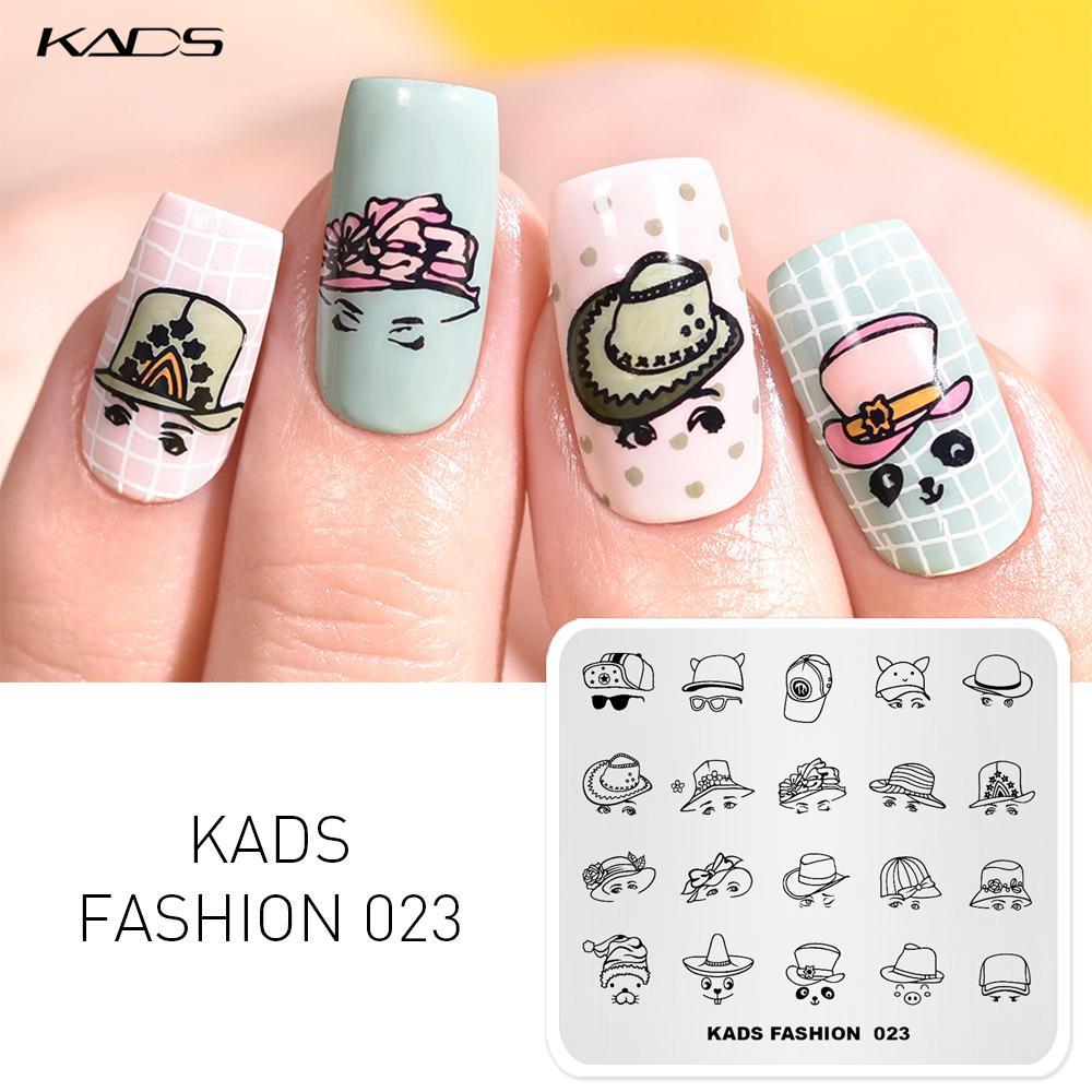 kads Штамп для дизайна ногтей, модная кепка 023, милый дизайн с рисунком, шаблон для штамповки ногтей, украшения, шаблон изображения «сделай сам»