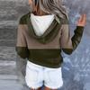 Womens Hooded Button Collar Drawstring Hoodies Pullover Sweatshirts Casual Long Sleeve Tops Shirts