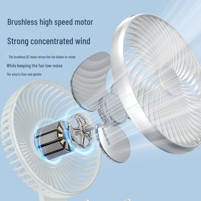 Портативный бесшумный настольный вентилятор 2025 года для студентов со свободным вращением и перезаряжаемой батареей