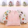 New Cotton Linen Drawstring Gift Bag Creative Pattern Printed Portable Storage Bag Travel Candy Makeup Shoes Jewelry Organizer