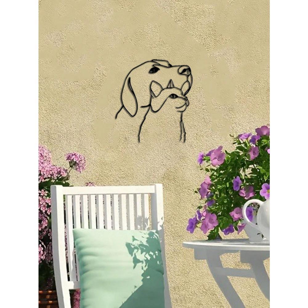 Модный металлический рисунок на стене с изображением кошки и собаки, подходит для украшения на День благодарения и Рождество