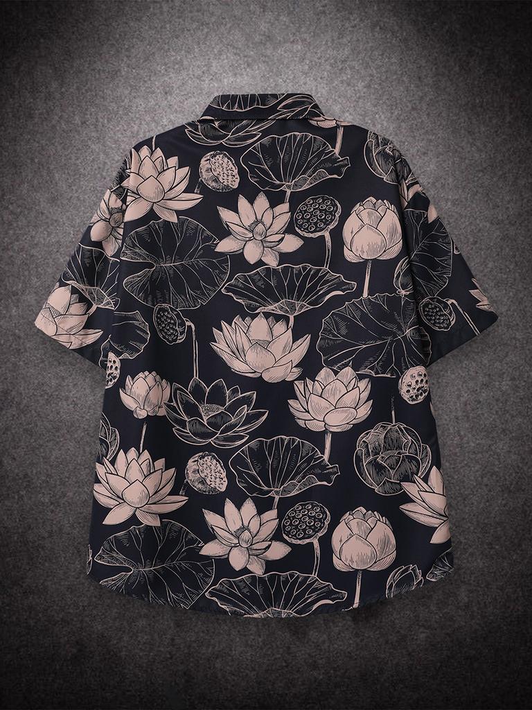 Рубашки свободного покроя в стиле ретро с цветочным принтом в стиле HK Wind, повседневные рубашки с короткими рукавами для мужчин и женщин на лето, распродажа