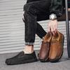 Fashion Handmade Leather Men Shoes Luxury Lightweight Outdoor Men Loafers Fashion Soft Bottom Casual Mens Hiking Shoes Plus Size 38-48