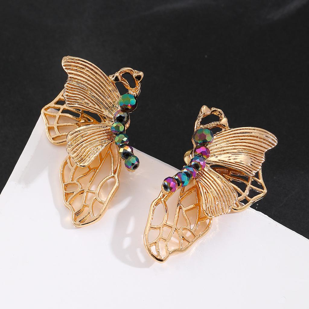 New European and American Dark Hollow Butterfly Rose Earrings with Cold Style Gothic Earrings