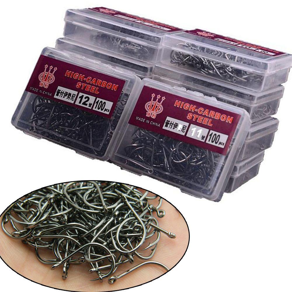 100PCS/SET High Quality Barb Carbon Steel Fish Bait Durable Head Fishing Hooks Fishook