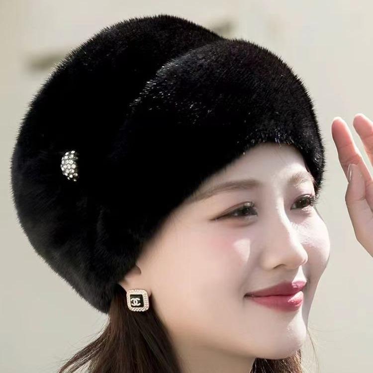 Шапка женская зимняя модная искусственная норковая шерсть, шапка для матери, цельная искусственная норковая меховая шапка, теплый берет для головы