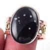 Двухцветное кольцо из стерлингового серебра 925 пробы с натуральным обсидианом и снежинкой S.9 I2a90