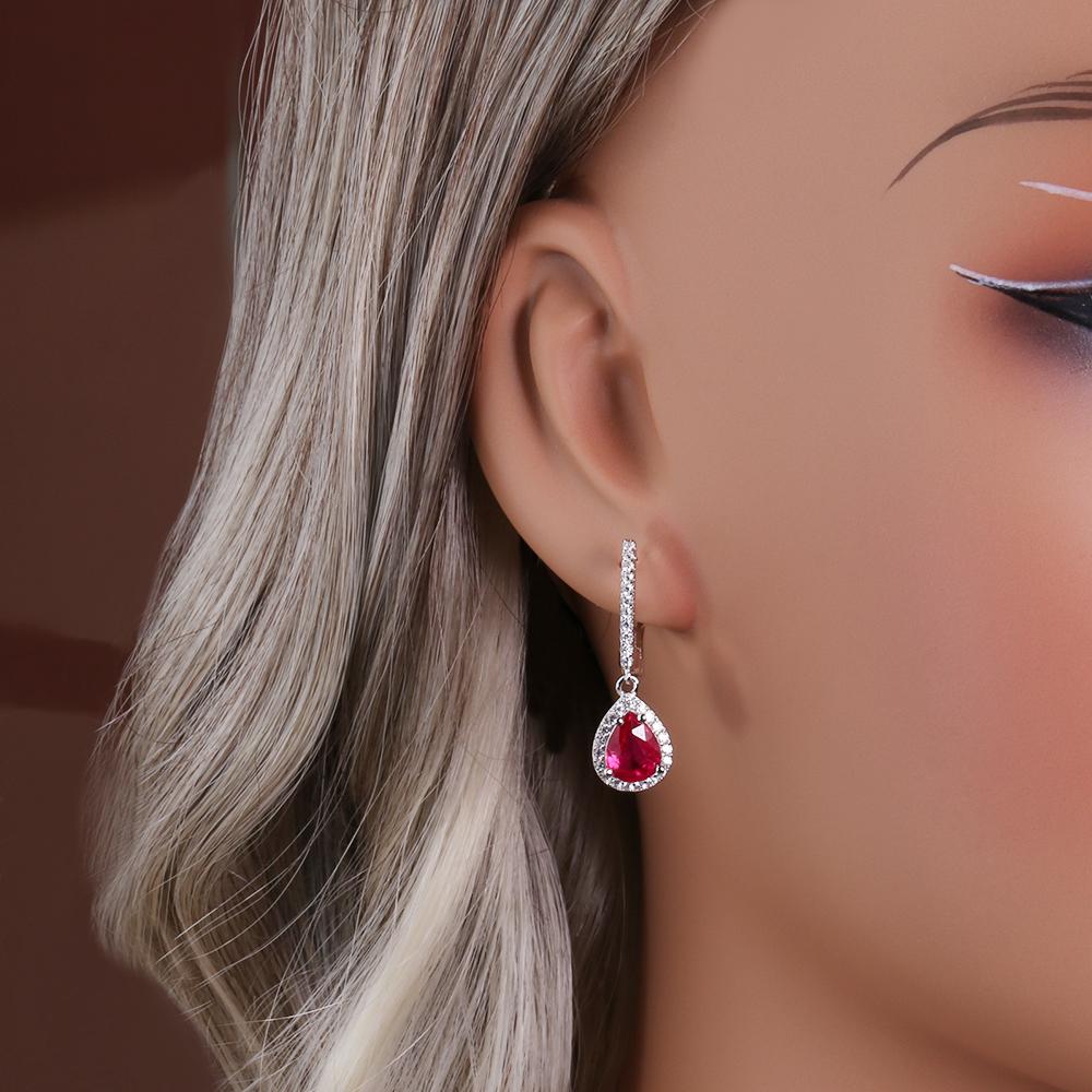 Простые серьги-подвески в форме груши с натуральным обработанным африканским рубином из серебра S925 пробы, изящные ювелирные украшения для женщин и девочек, подарок на день рождения