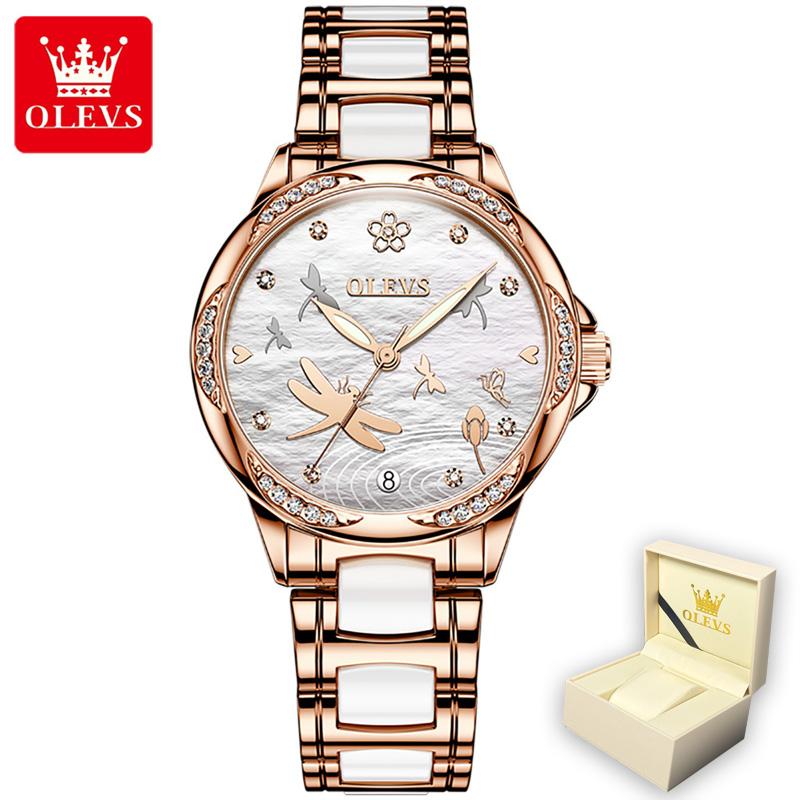OLEVS 6610 With Gift Box Luxury Fashion Automatic Mechanical Watch Waterproof Noble Luminous Diamond Set Elegant Women's Watch