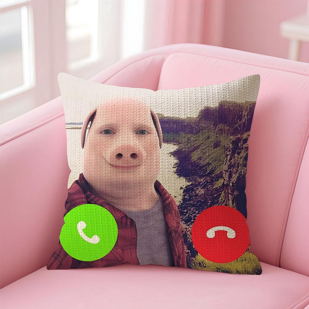 Чехол на подушку John Pork Is Calling Натуральный льняной наволочка Двусторонний принт Декоративная наволочка для дивана Домашний декор Подарок