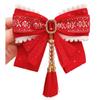 Flower Bow Ribbon Hair Clip Red Hanfu Hair Ornamen Chinese Style New Year Hairpin  Festival