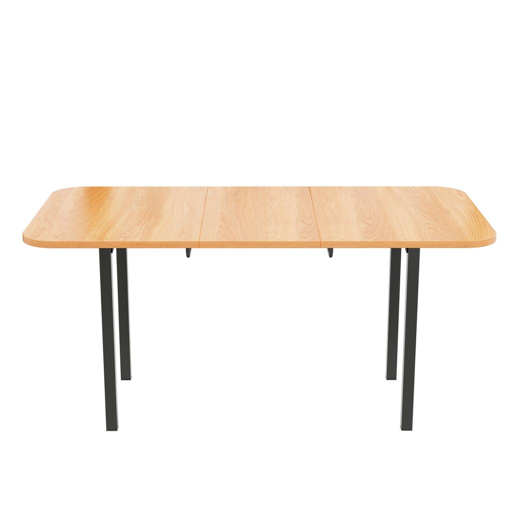 Classic extendable dining table in wood color 120 cm, telescopic length up to 160 cm, high-strength alloy support, suitable for 4-6 people
