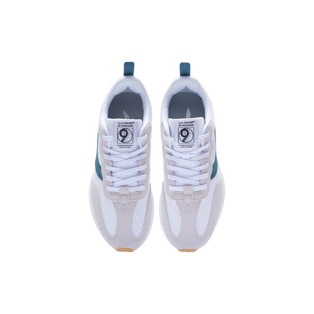 Li Ning Fangyuan Классические нескользящие износостойкие низкие спортивные повседневные кроссовки Женские Бело-серо-зеленые AGCT048-1
