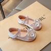 Детская кожаная обувь Блестящие хрустальные туфли-балетки для девочек с круглым носком на застежке-липучке 2025 Новые детские туфли принцессы Элегантные Милые Трендовые