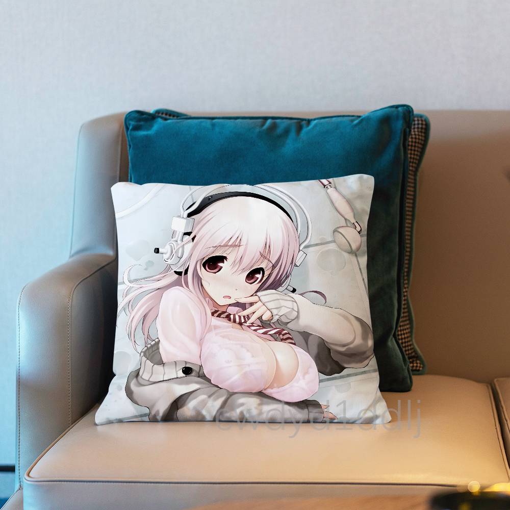 SSuper Sonico Аниме Наволочка Короткий Плюш Декоративная Подушка для Дивана Подарок для Дома Двусторонняя Печать Подушка