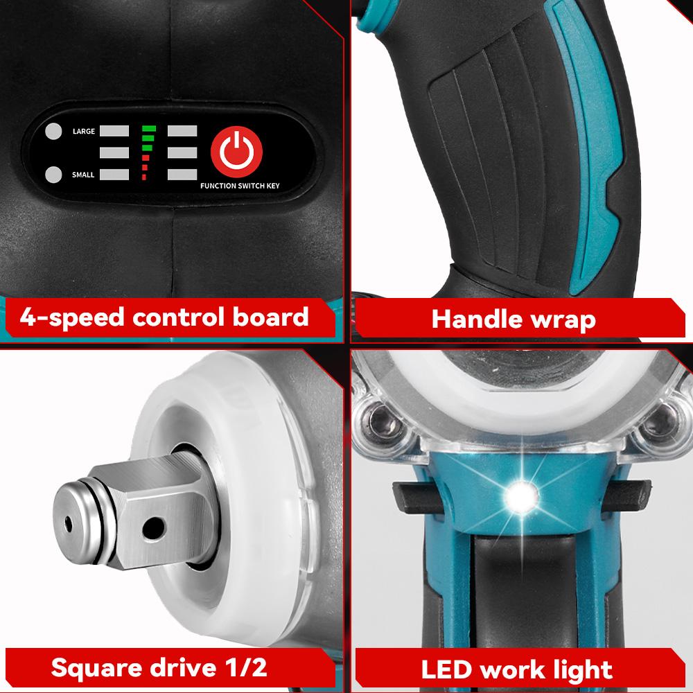 ONEVAN 520N.M бесщеточный электрический ударный гайковерт 1/2 дюйма беспроводной шестигранный набор головок отвертка электроинструмент для Makita 5BBVF/18V аккумулятор