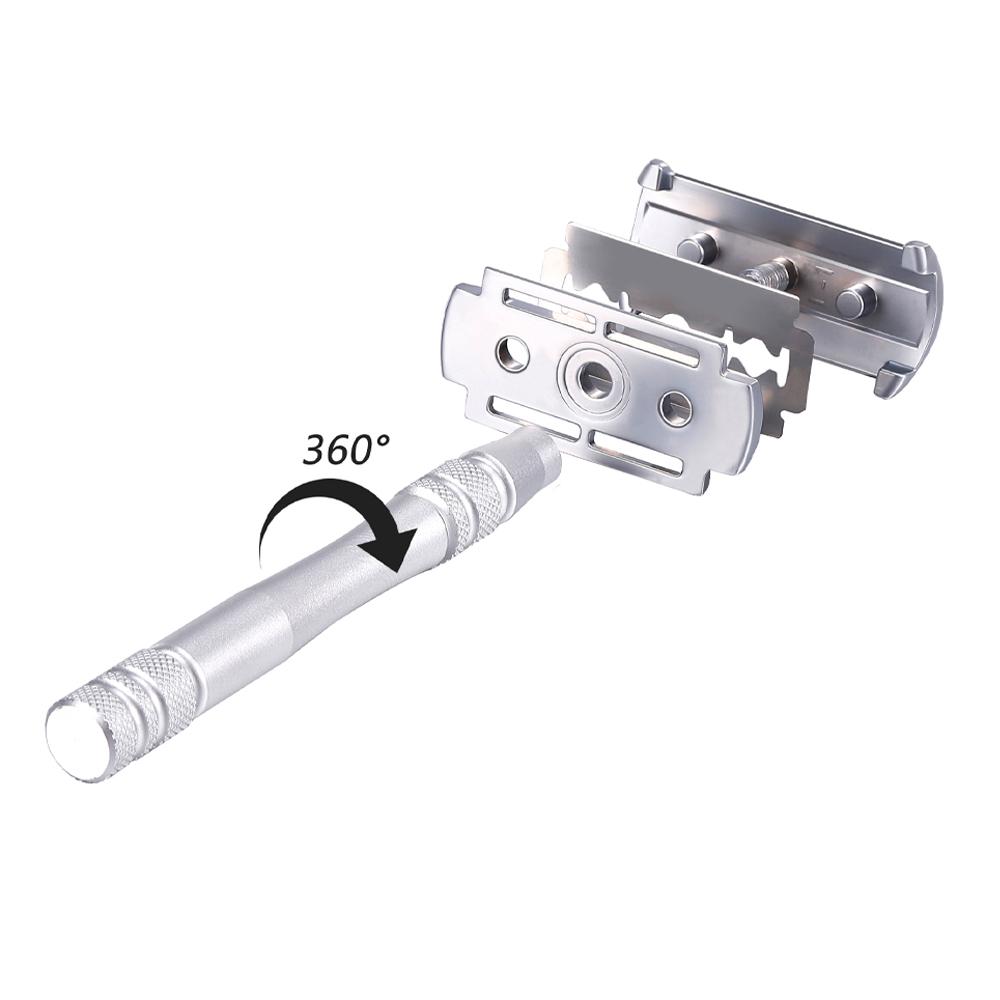 Безопасная бритва с двойным лезвием Портативные металлические бритвы для мужчин и женщин Удаление волос с 5 лезвиями с платиновым покрытием