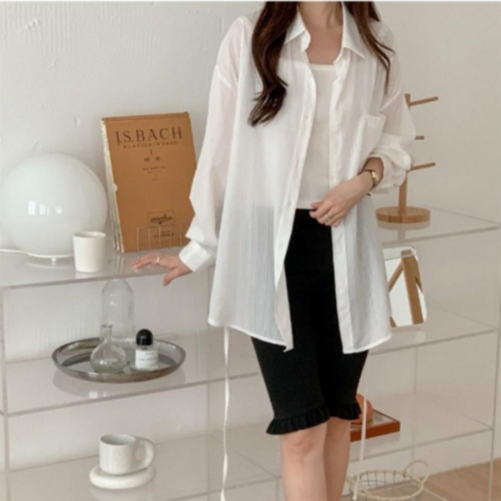 New ArrivalS Open Run Women S looSe Fit Stripe Sheer waiSt Ribbon Shirt