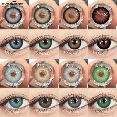 Цветные контактные линзы 1 пара Серые линзы для зрачков Синие линзы для очков Зеленые линзы Годовые красные контактные линзы Косметические линзы
