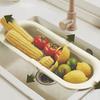 Retractable Drain Basket Food Grade BPA Free Adjustable Design Easy To Clean Fruit Vegetable Wash Basin Sink Drain Rack