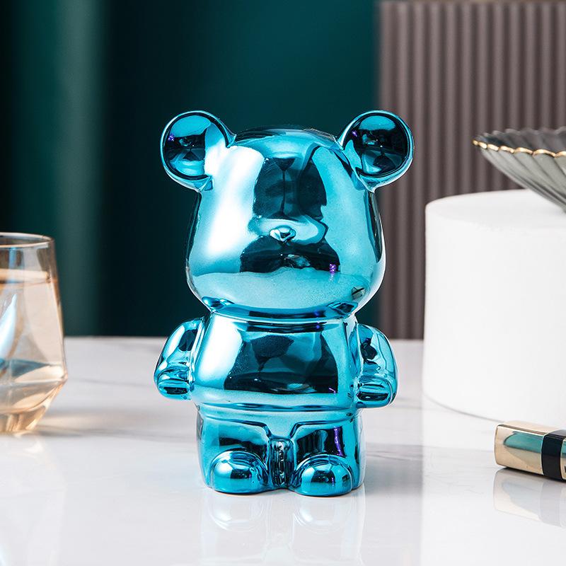 Творческий Tide Play Жестокий медведь животное Керамические фигурки мультфильм Простая копилка Прилавок Настольное украшение Статуя Скульптура