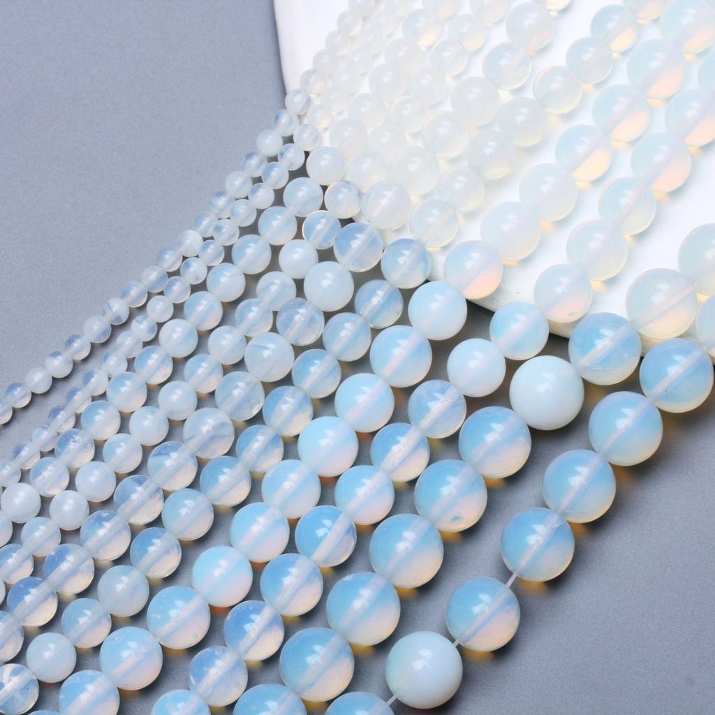 Creative Jewelry Making For Necklace Bracelet Round Charms Natural Opal Stone 4/6/8/10/12mm DIY Spacer Loose Beads