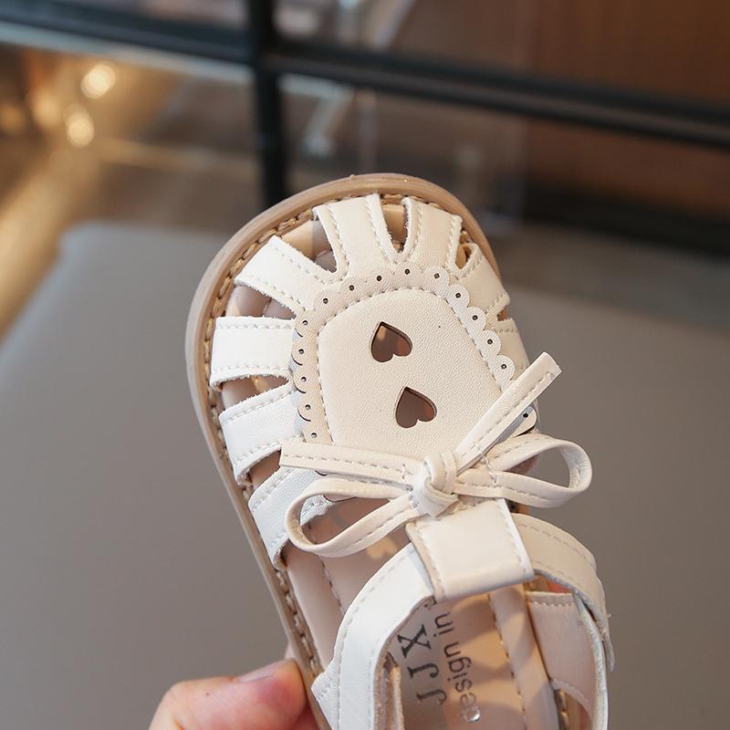 Children's Steps Butterfly Knot Sandals Summer New Style Girls' Versatile Hollow Princess Shoes Korean Version Baby Shoes