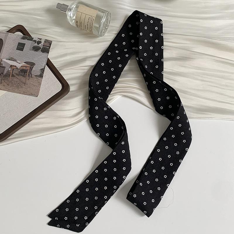 Long Silk Scarf New Fashion High Sense Small Scarf Versatile Long Bag Ribbon Decorative Headband Belt