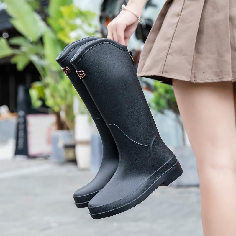 Women's Fashion Rain Boots Classic British Commuter Water Boots High Rubber Non-slip Boots Rain Boots Women