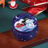 1Pcs Christmas Tinplate Round Candy Tin Can Candle Jars With Lid Candle Container Empty Box Cookie Candy Storage Gift Case