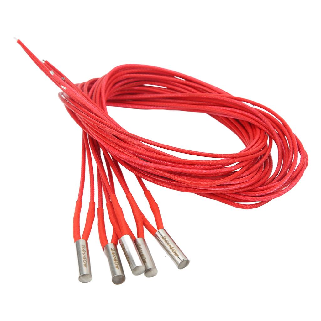 5Pcs Heater Cartridge DC 24V 40W Stainless Steel 6x20mm Accessory for 3D Printer 1m  3.28ft