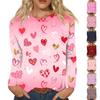 Women's Fashion Long Sleeve Valentine's Day Printed Round Neck Casual Top