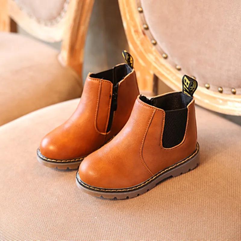 Botas Soft Sole Kid Boots Autumn Winter Plush Boy Ankle Boot British Girl Retro Fashion Short Boots Kid Shoe Zapatos