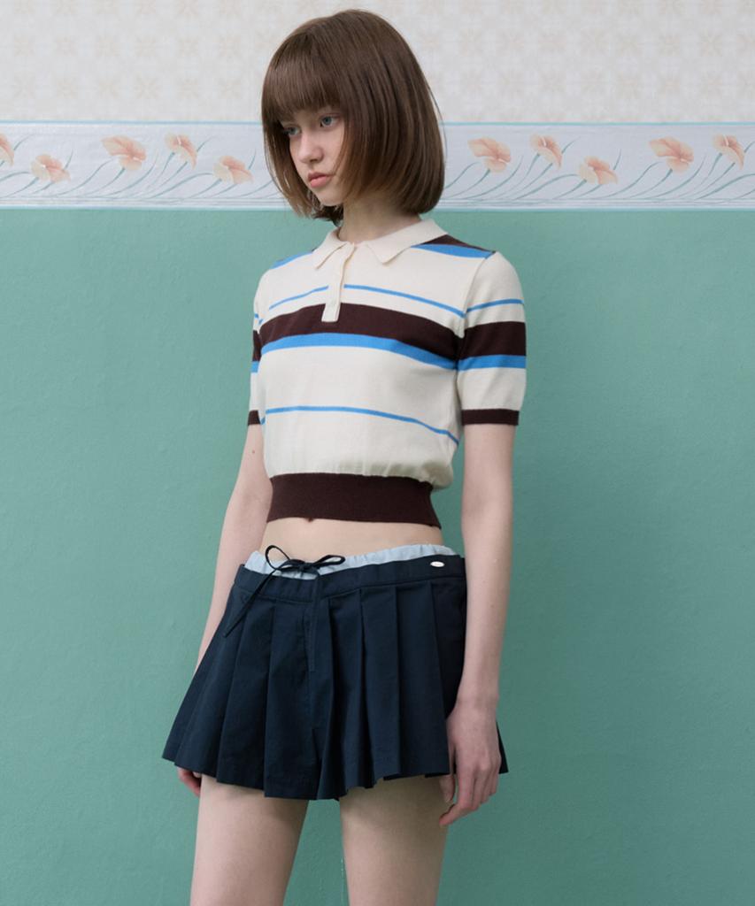 MURMURE Polka Color Block Pleated Skirt Pants_Polka Pleats Pants