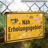 2D Flat 1pc Aluminium Metal Sign Plaque, German "Erholungsgebiet Für Nähere", 8*12inch, Ideal for Home Decor, Clubs, and Outdoor Decoration - Durable