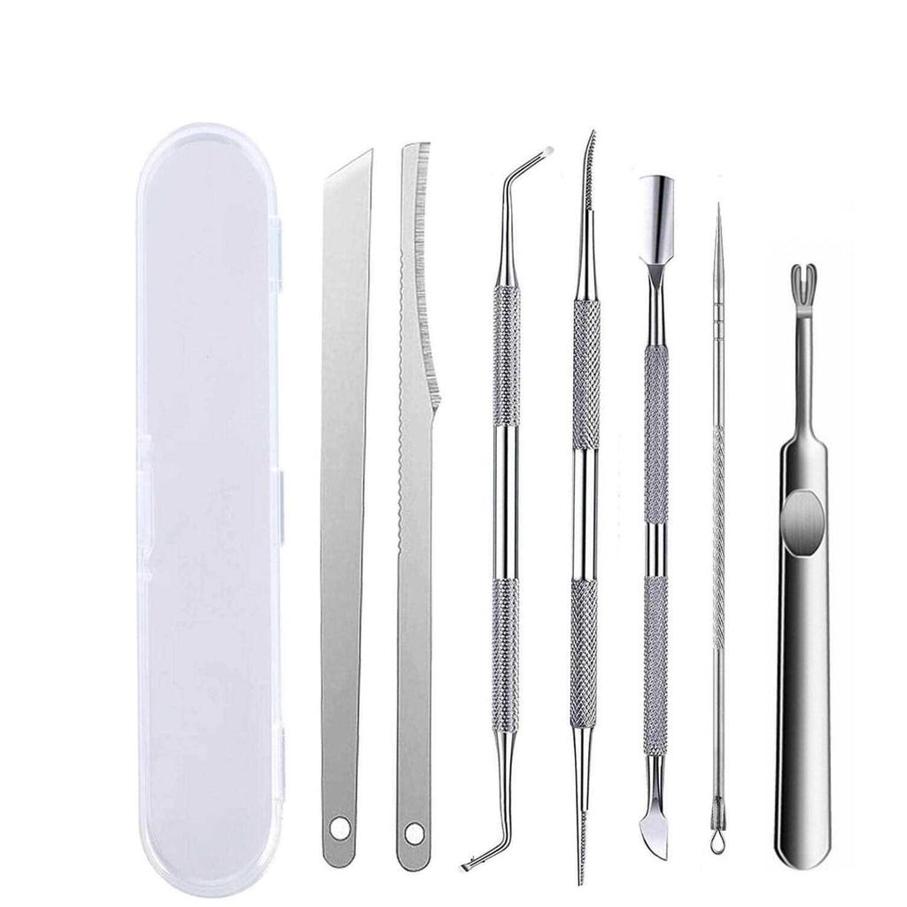 Набор для маникюра и педикюра из нержавеющей стали: В комплект входят средство для удаления мозолей, кусачки для ногтей и игла для удаления прыщей.