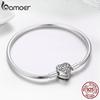 BAMOER 100% 925 Sterling Silver Spring Tree of Life Heart Shape Clasp Snake Chain Bracelet