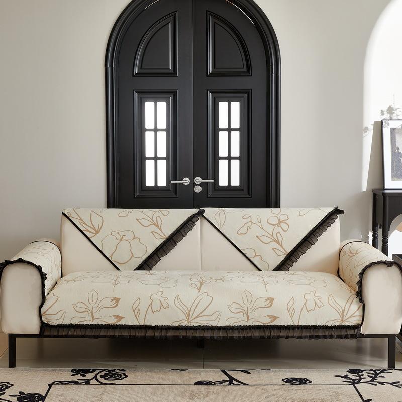 French Entry Lux Sofa Cushion Four Seasons Universal Chenille Non-Slip Leather Sofa Cover Cushion Cover Cloth