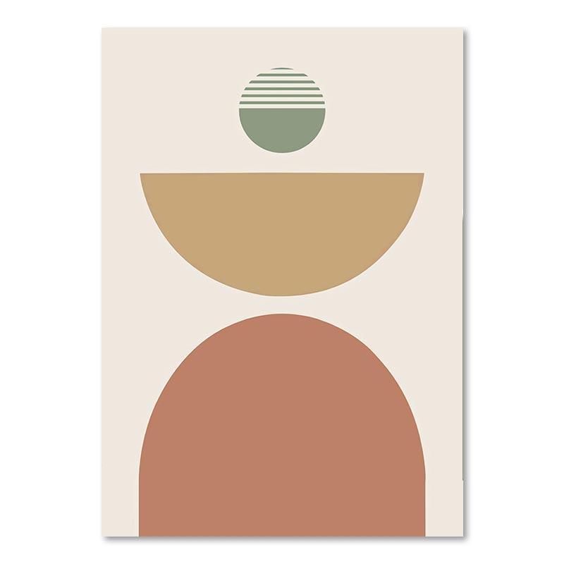 Абстрактные пейзажные постеры в стиле бохо, солнечные листья, холст, живопись, геометрические линии, настенные художественные картины с растениями для гостиной, домашний декор